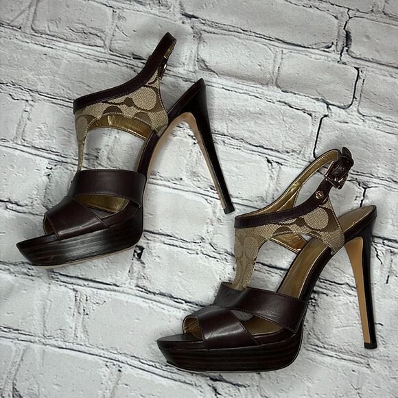 Coach Brown Leather Sandals - Picture 3 of 11